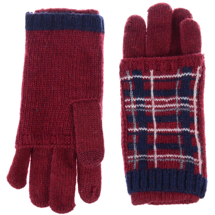 JG763 - One Dozen Reinforce Plaid Pattern Hand Warmer Glove Combo