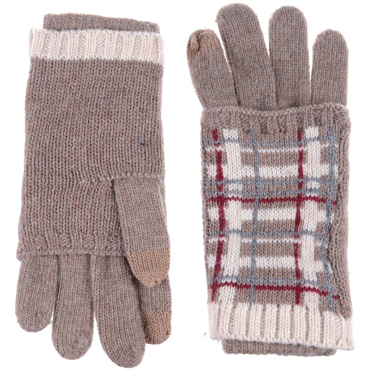 JG763 - One Dozen Reinforce Plaid Pattern Hand Warmer Glove Combo