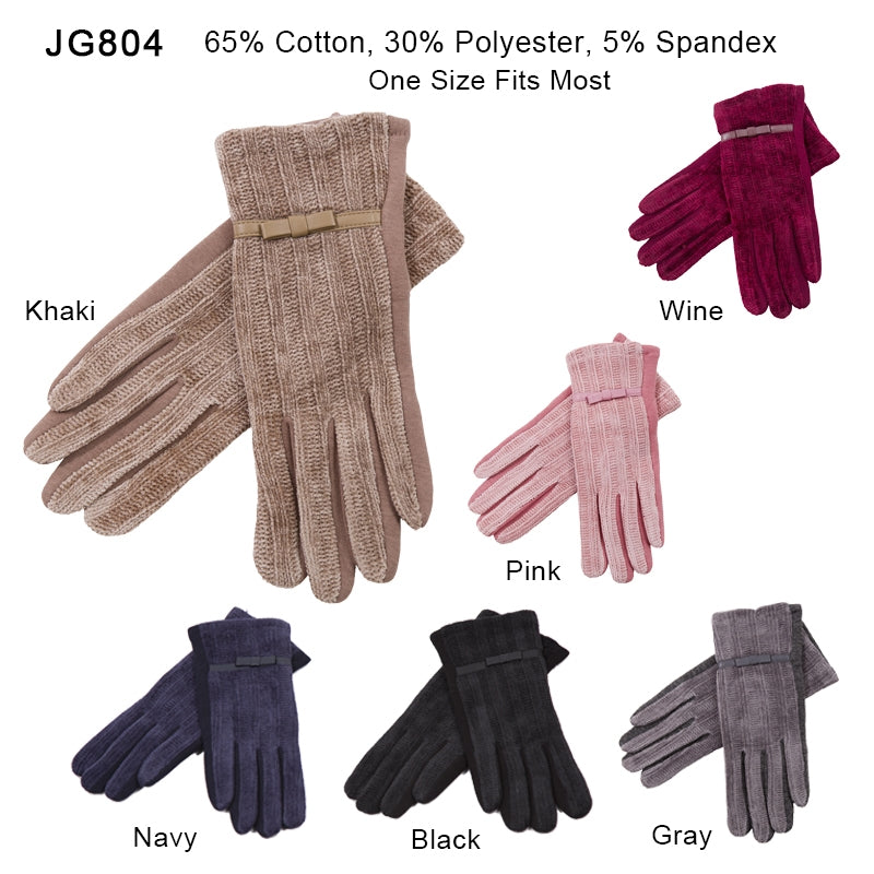 JG804 - One Dozen Ladies Chenille Feel Screen touch Glove