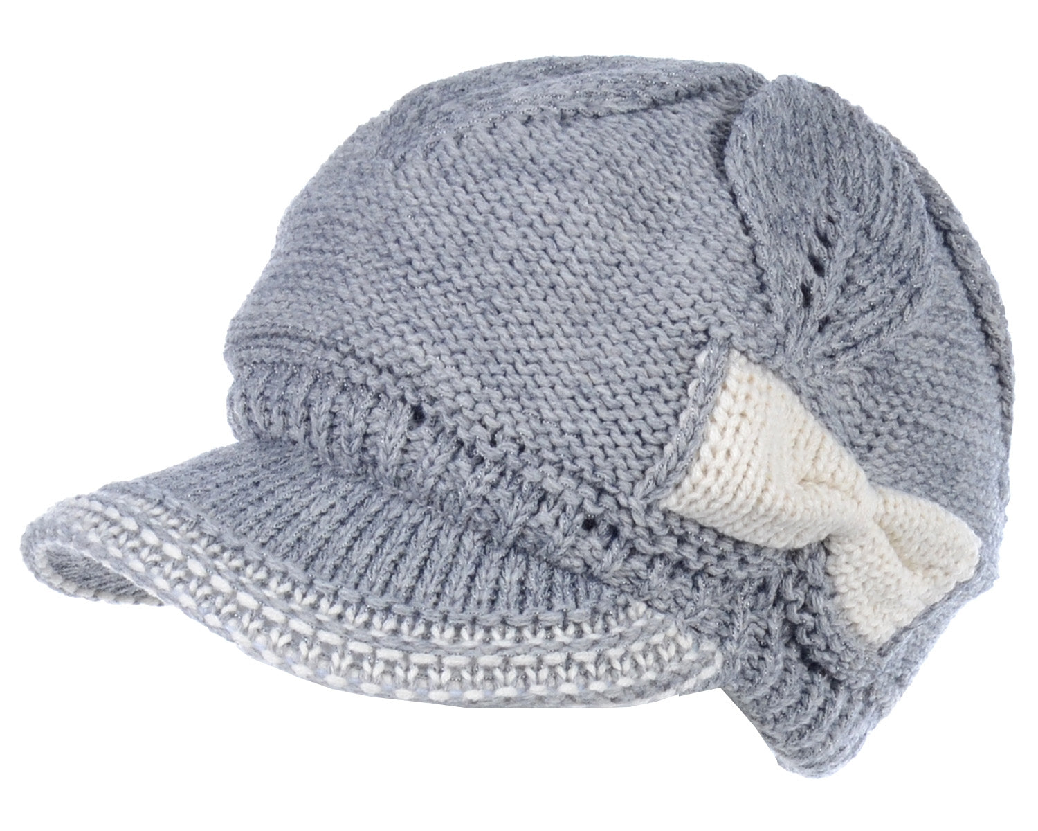 JH502M - One Dozen Winter Chic Cable Warm Fleece Lined Crochet Knit Hat W/Visor Newsboy Cabbie Cap
