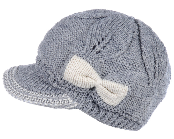 JH502M - One Dozen Winter Chic Cable Warm Fleece Lined Crochet Knit Hat W/Visor Newsboy Cabbie Cap