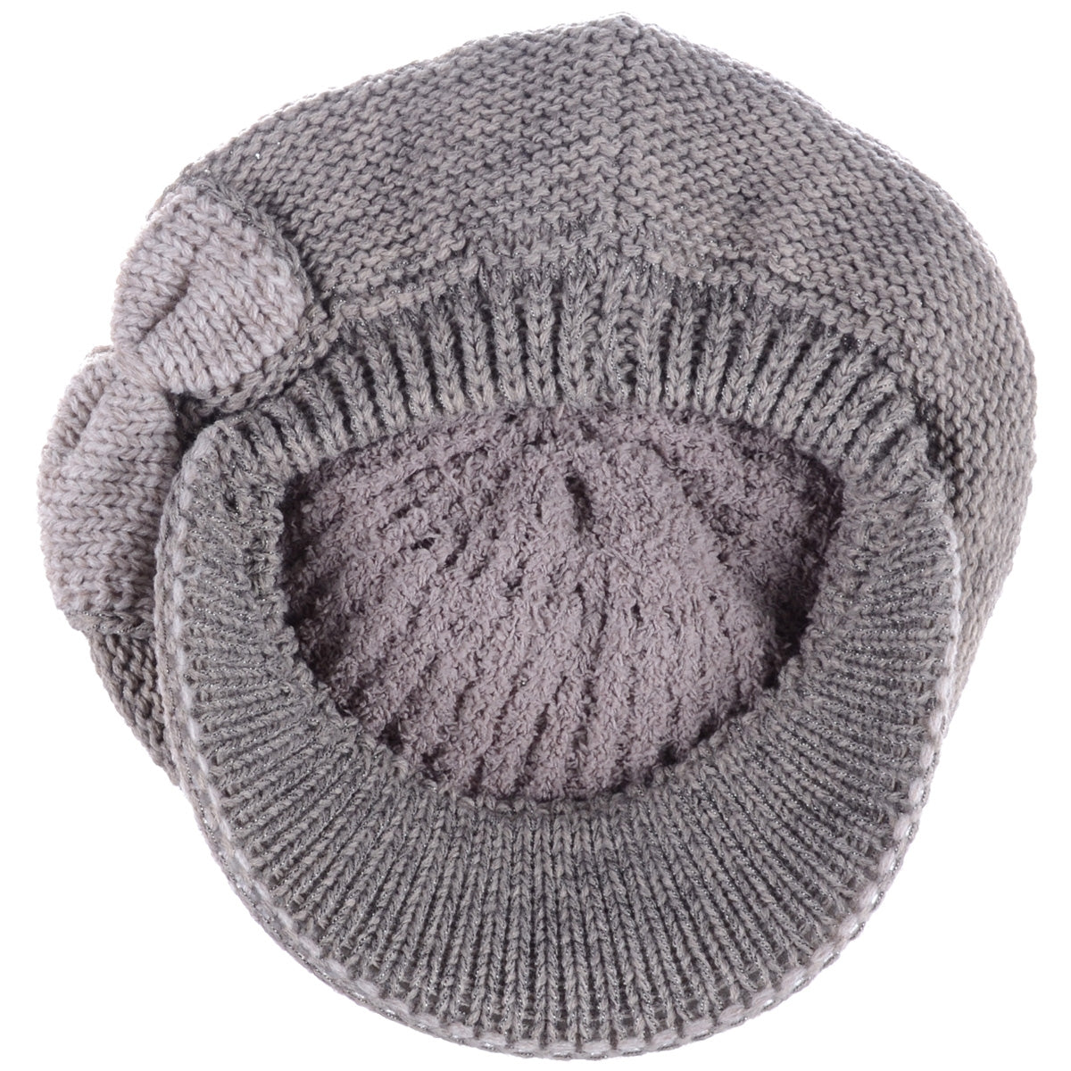 JH502M - One Dozen Winter Chic Cable Warm Fleece Lined Crochet Knit Hat W/Visor Newsboy Cabbie Cap