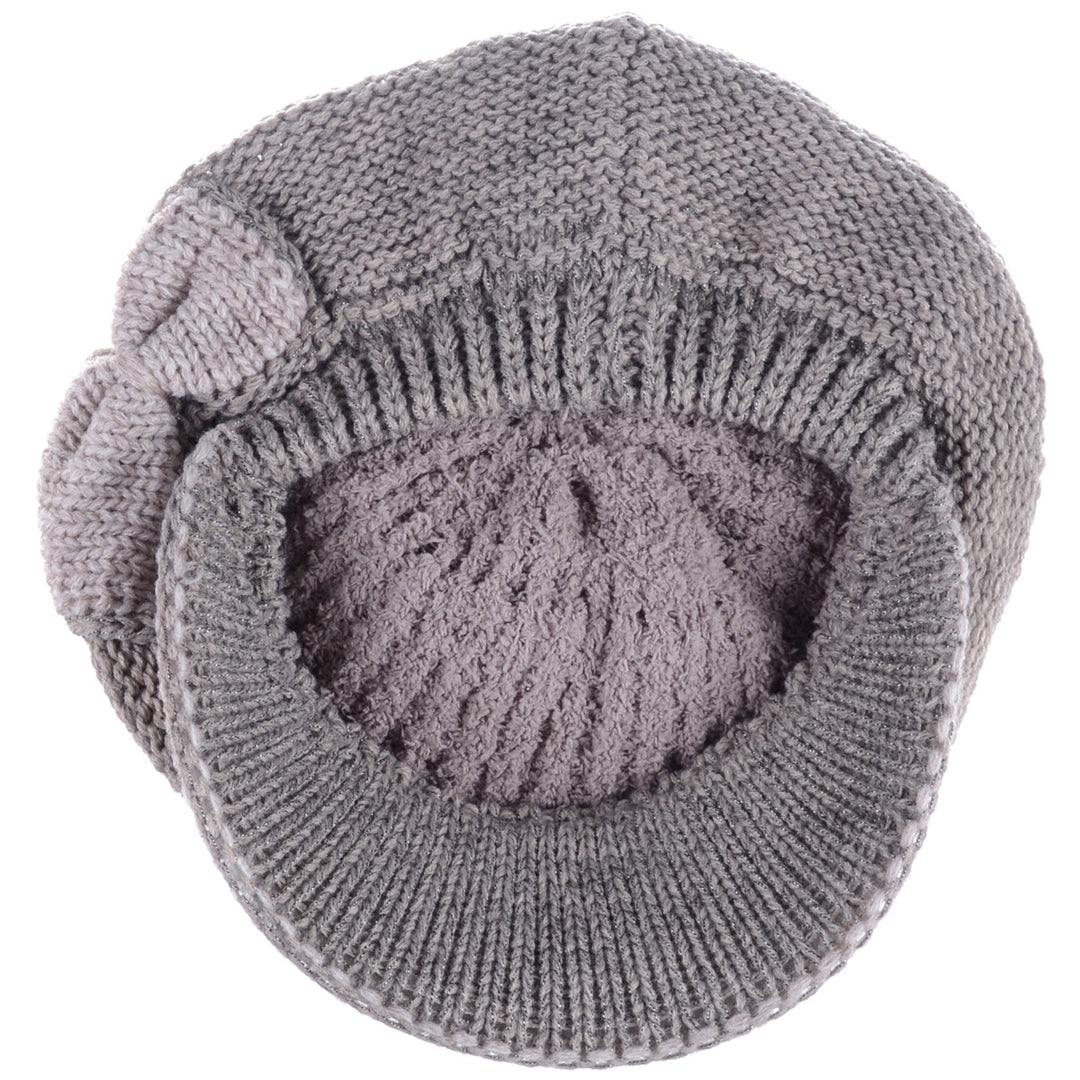 JH502M - One Dozen Winter Chic Cable Warm Fleece Lined Crochet Knit Hat W/Visor Newsboy Cabbie Cap