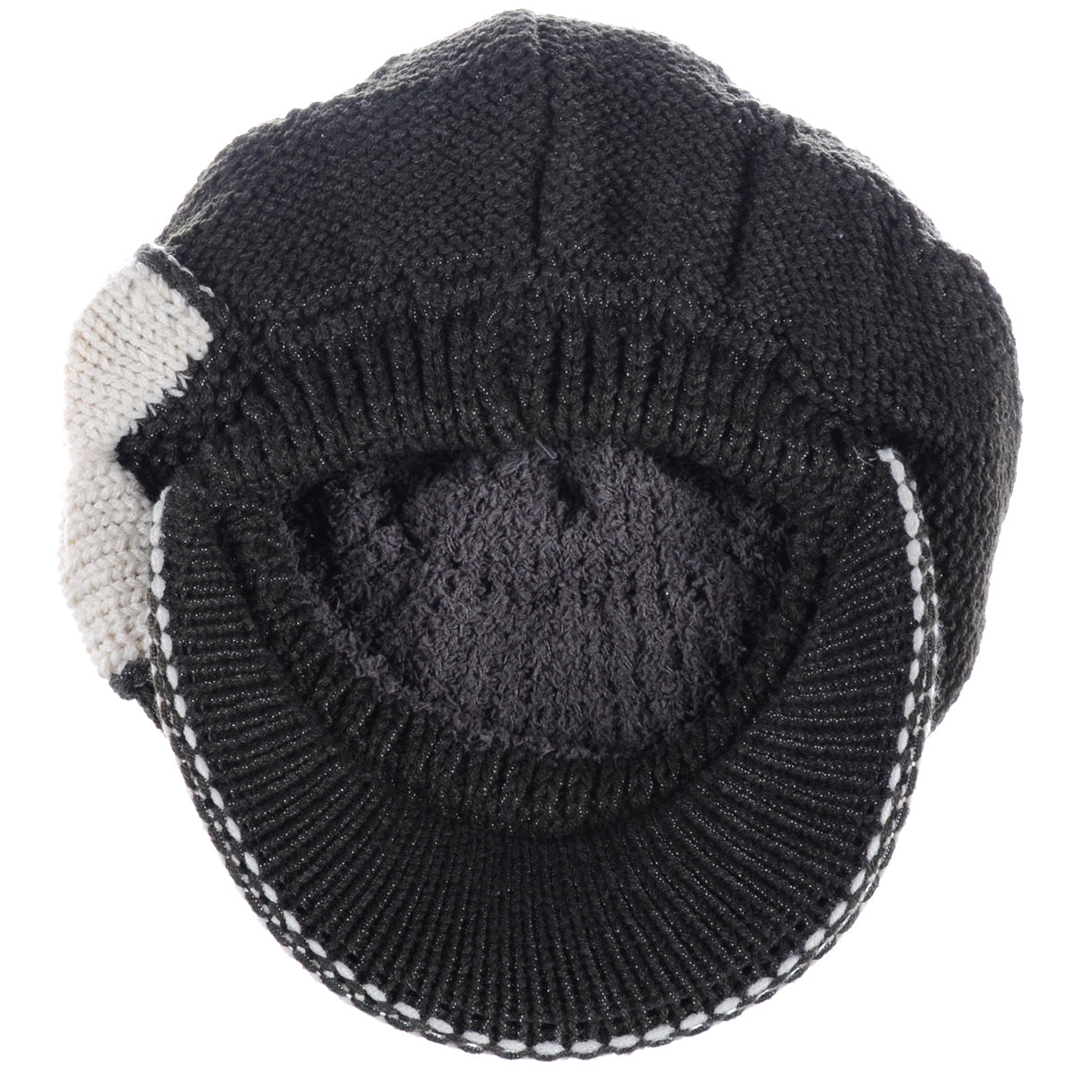 JH502M - One Dozen Winter Chic Cable Warm Fleece Lined Crochet Knit Hat W/Visor Newsboy Cabbie Cap