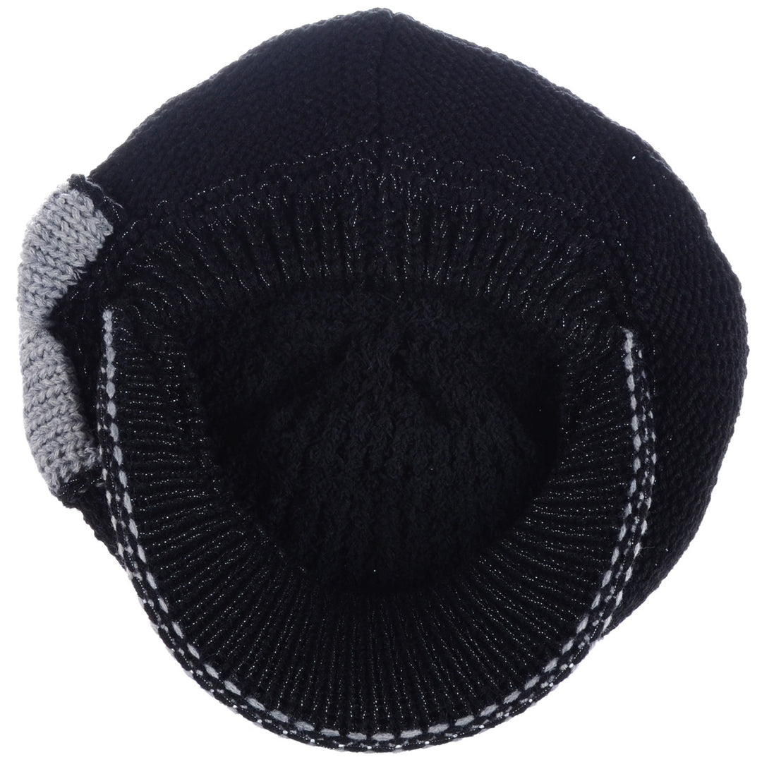 JH502M - One Dozen Winter Chic Cable Warm Fleece Lined Crochet Knit Hat W/Visor Newsboy Cabbie Cap