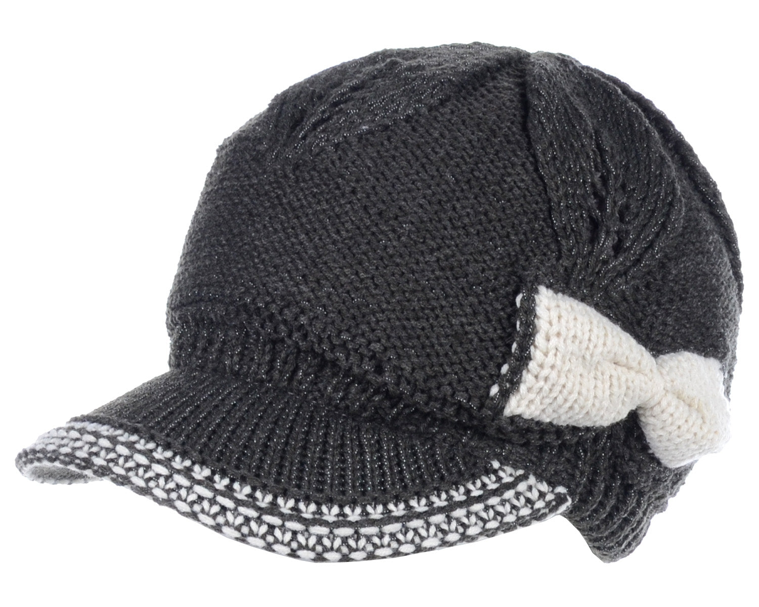 JH502M - One Dozen Winter Chic Cable Warm Fleece Lined Crochet Knit Hat W/Visor Newsboy Cabbie Cap