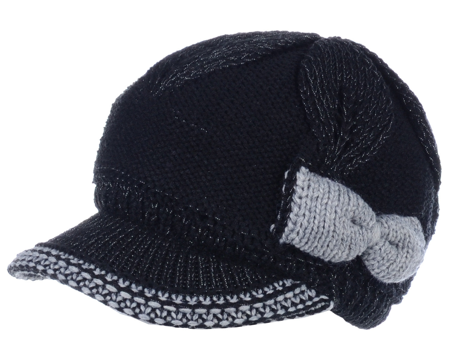 JH502M - One Dozen Winter Chic Cable Warm Fleece Lined Crochet Knit Hat W/Visor Newsboy Cabbie Cap