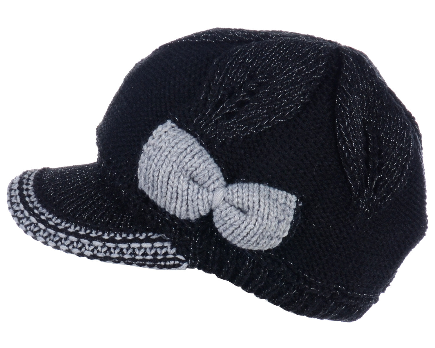 JH502M - One Dozen Winter Chic Cable Warm Fleece Lined Crochet Knit Hat W/Visor Newsboy Cabbie Cap