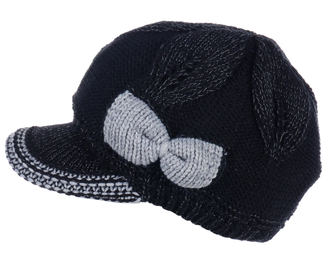 JH502M - One Dozen Winter Chic Cable Warm Fleece Lined Crochet Knit Hat W/Visor Newsboy Cabbie Cap