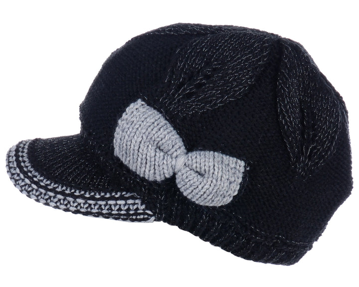 JH502M - One Dozen Winter Chic Cable Warm Fleece Lined Crochet Knit Hat W/Visor Newsboy Cabbie Cap