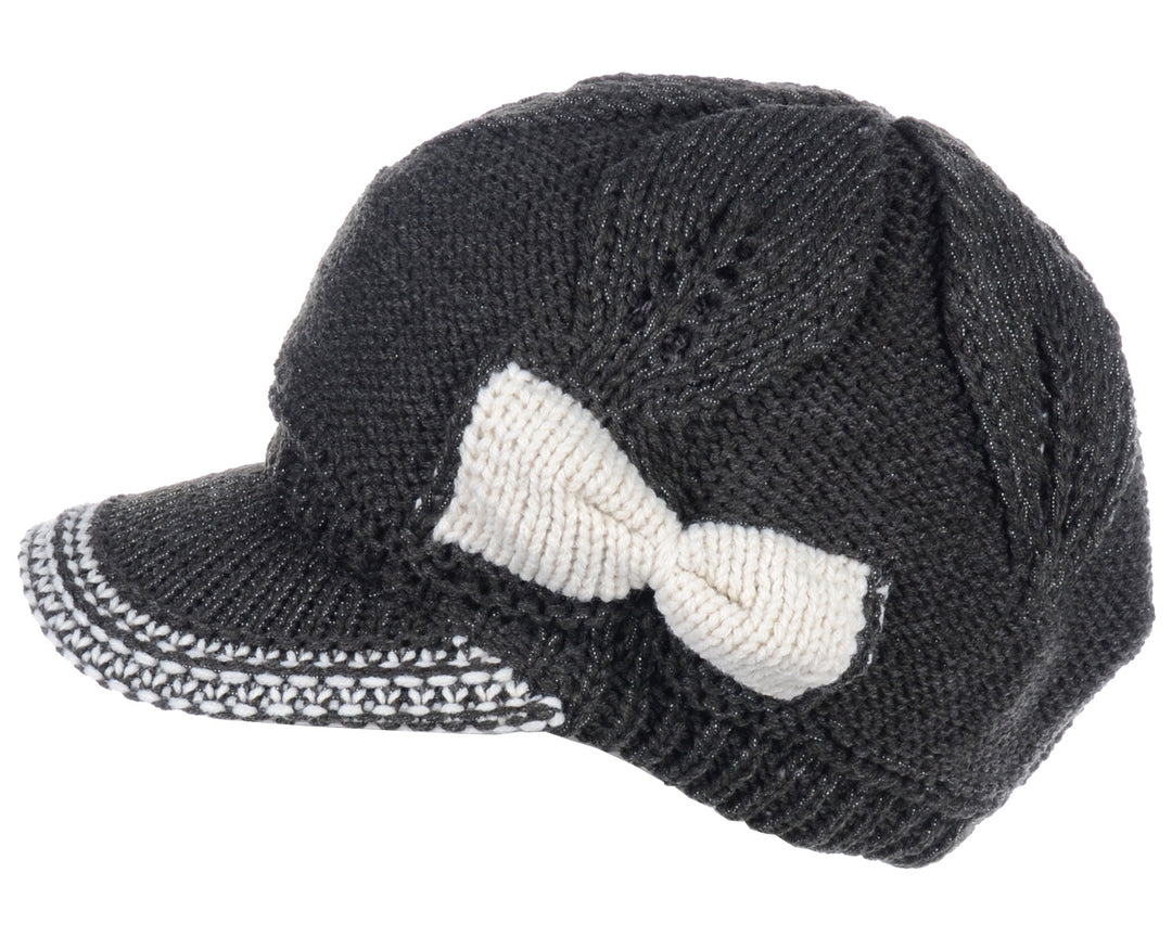 JH502M - One Dozen Winter Chic Cable Warm Fleece Lined Crochet Knit Hat W/Visor Newsboy Cabbie Cap