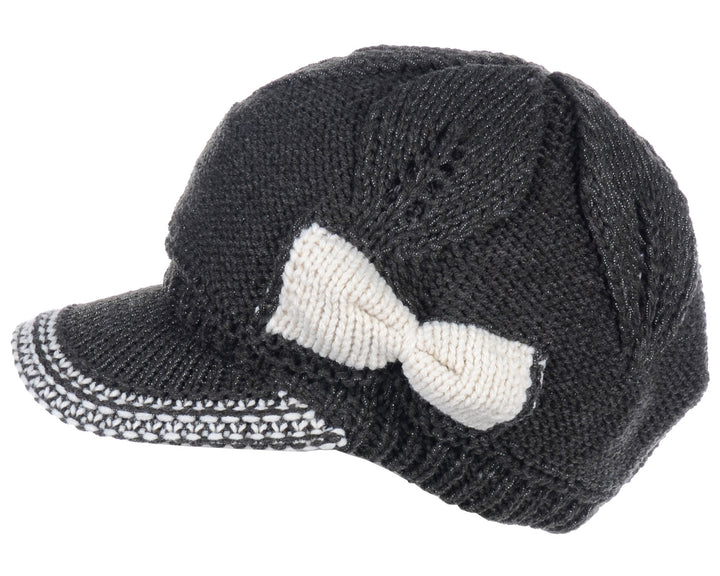 JH502M - One Dozen Winter Chic Cable Warm Fleece Lined Crochet Knit Hat W/Visor Newsboy Cabbie Cap