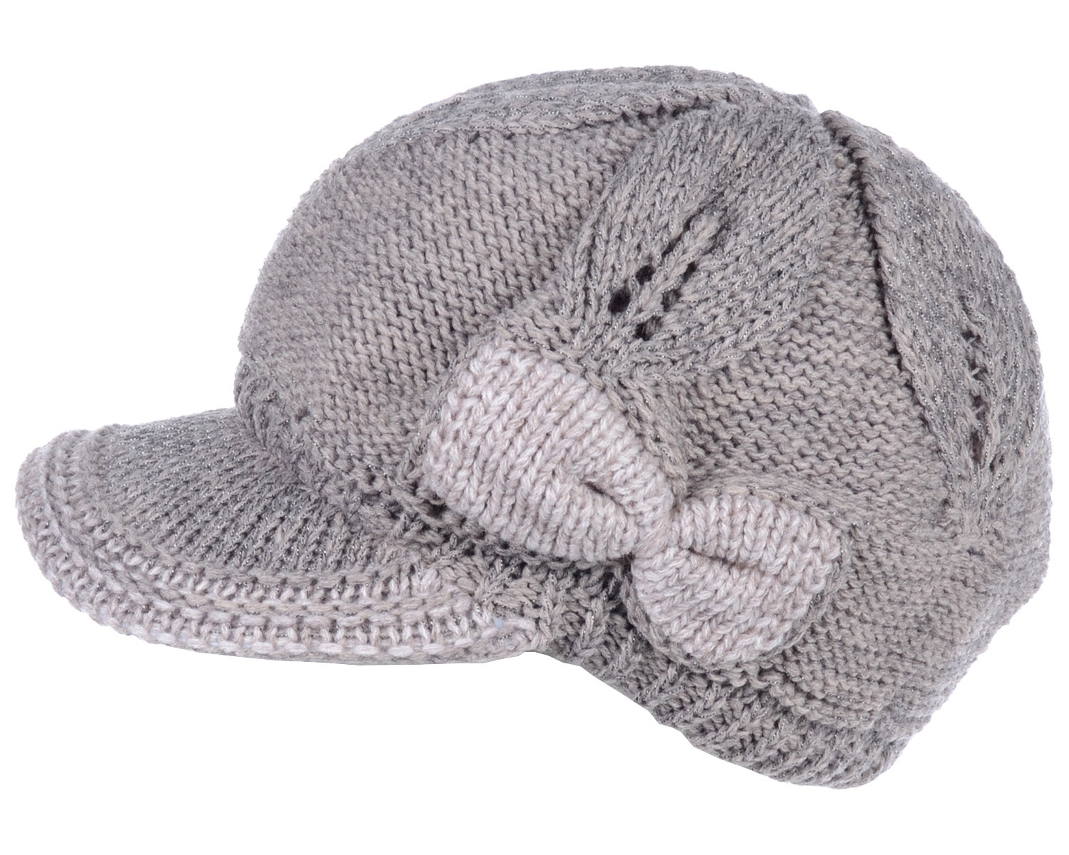 JH502M - One Dozen Winter Chic Cable Warm Fleece Lined Crochet Knit Hat W/Visor Newsboy Cabbie Cap