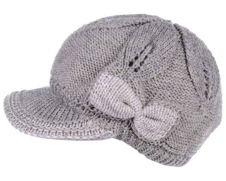 JH502M - One Dozen Winter Chic Cable Warm Fleece Lined Crochet Knit Hat W/Visor Newsboy Cabbie Cap