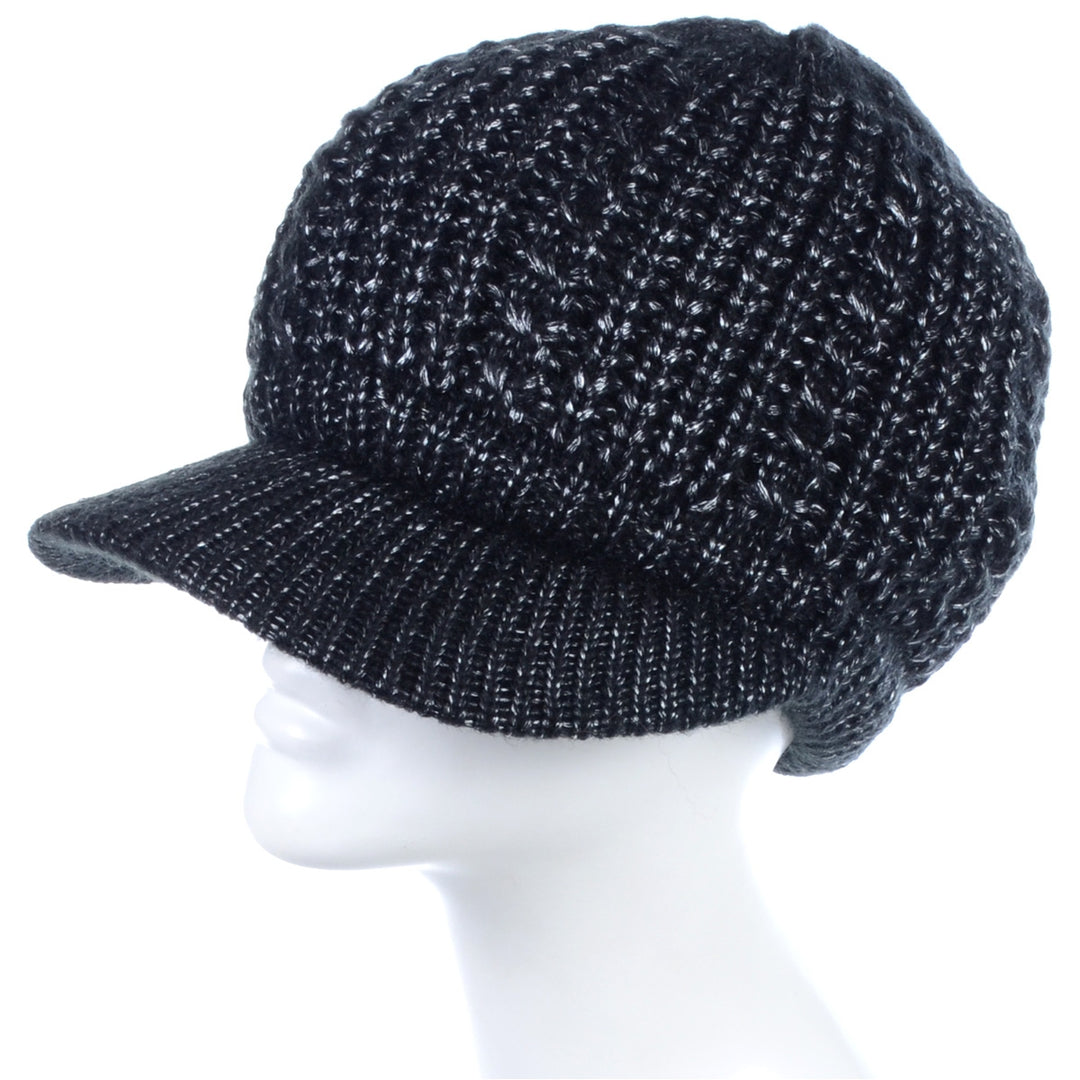 JH509 NEW - One Dozen Winter Chic Cable Warm Fleece Lined Crochet Knit Hat W/Visor Newsboy Cabbie Cap