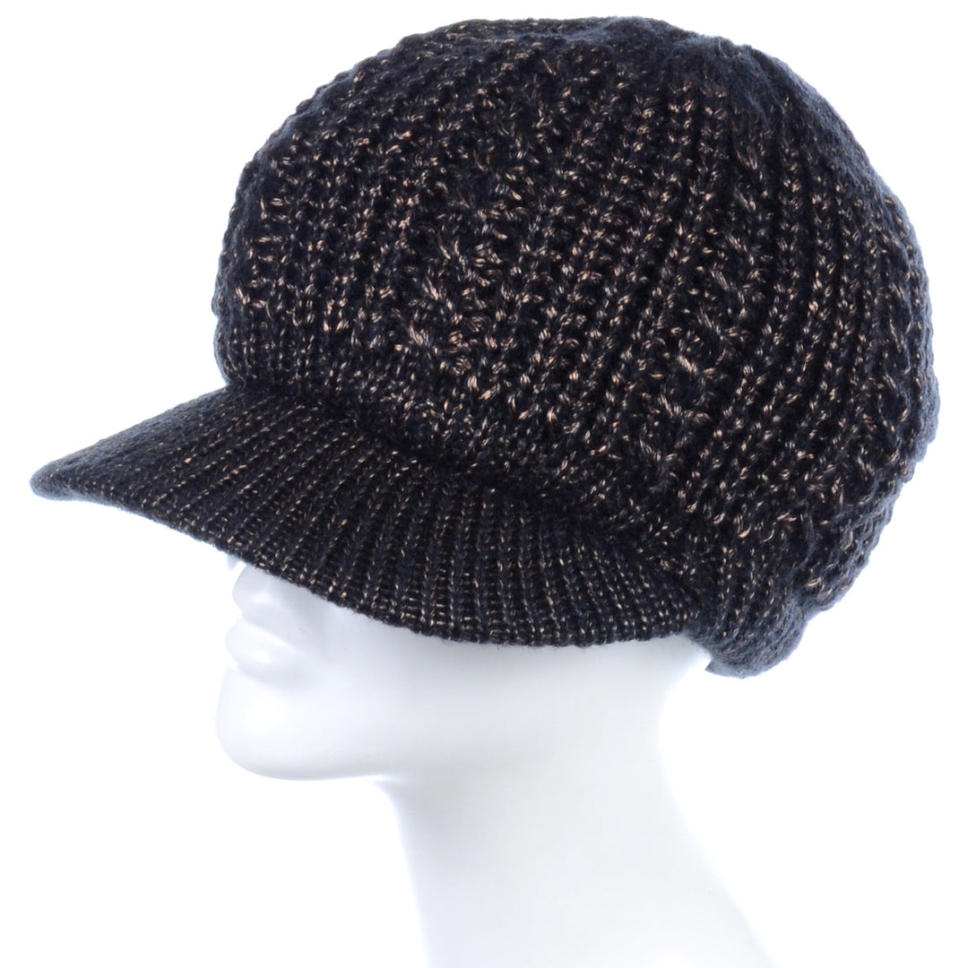 JH509 NEW - One Dozen Winter Chic Cable Warm Fleece Lined Crochet Knit Hat W/Visor Newsboy Cabbie Cap