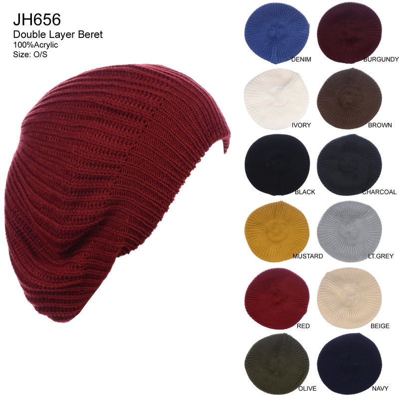 JH656_ASST - One Dozen Beret Hats