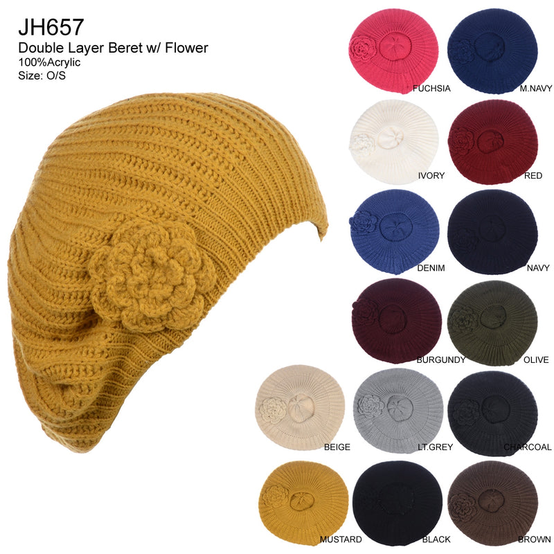 JH657_ASST - One Dozen Beret Hats