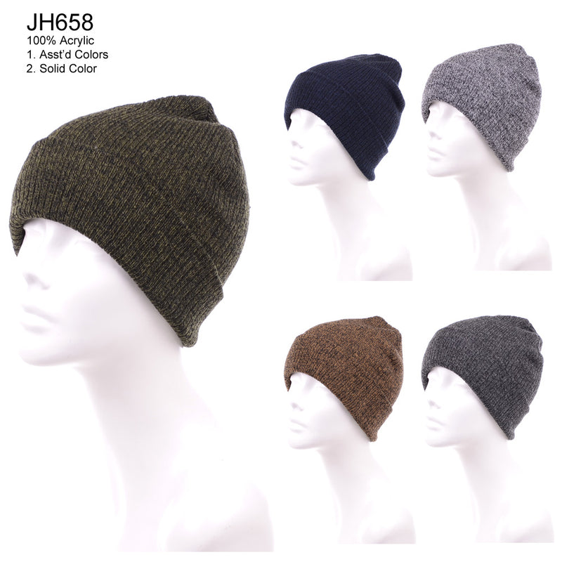 JH658 - One Dozen Unisex Beanie Hats