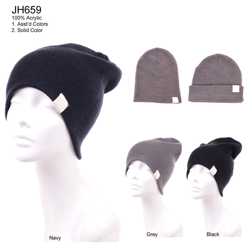 JH659 - One Dozen Unisext Beanie Hats