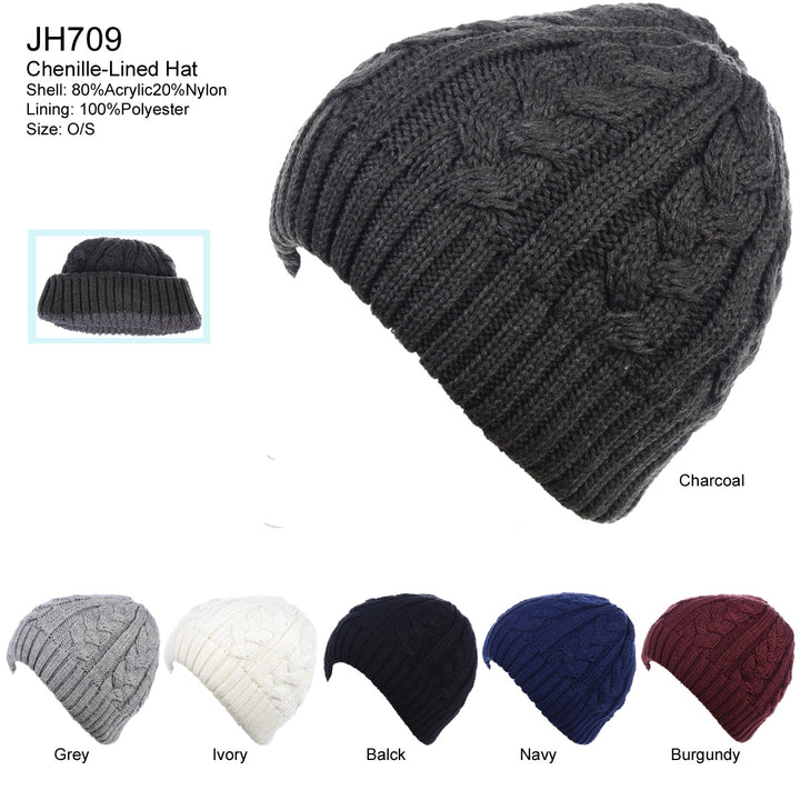 JH709 - One Dozen Cable Knitted Hats