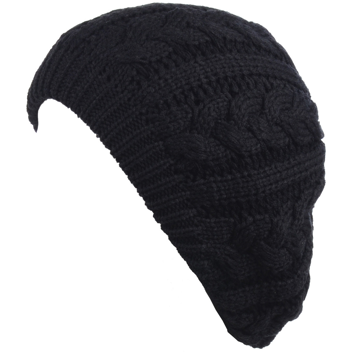 JH710A - One Dozen Winter Fleece Lined Urban Boho Slouch Cable Knit Beret Beanie Hat