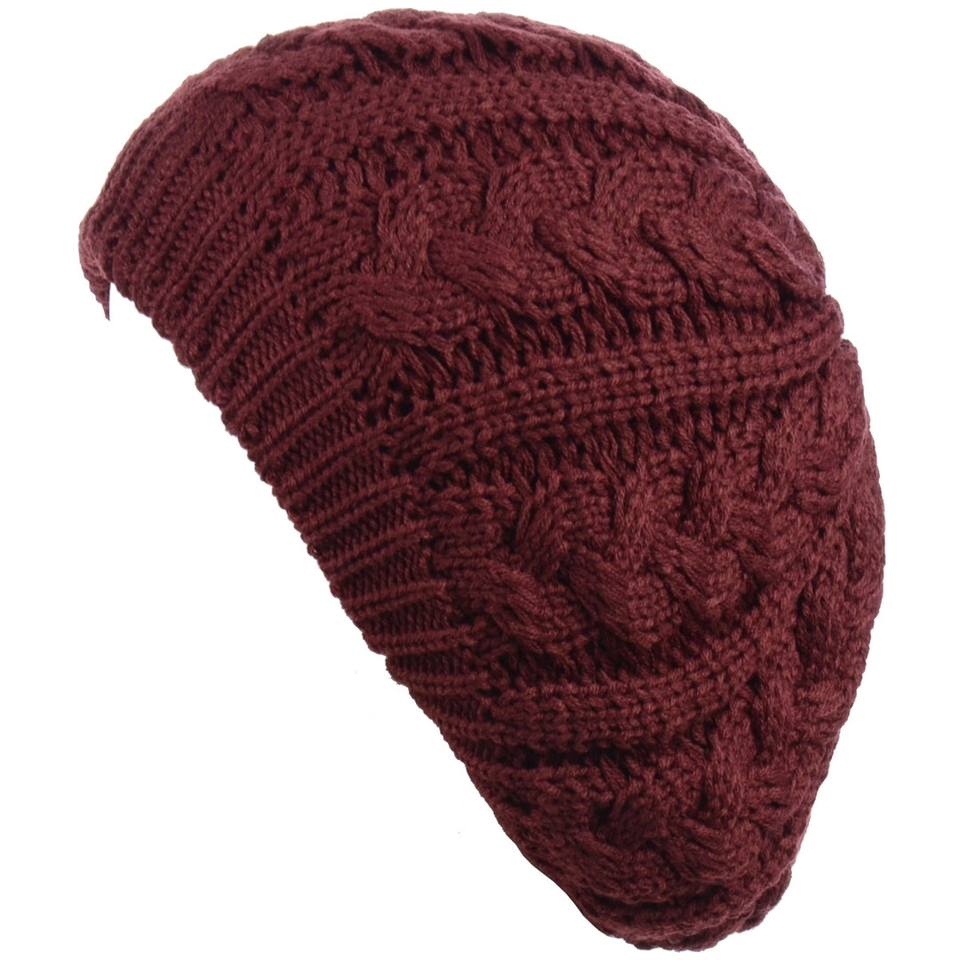 JH710A - One Dozen Winter Fleece Lined Urban Boho Slouch Cable Knit Beret Beanie Hat