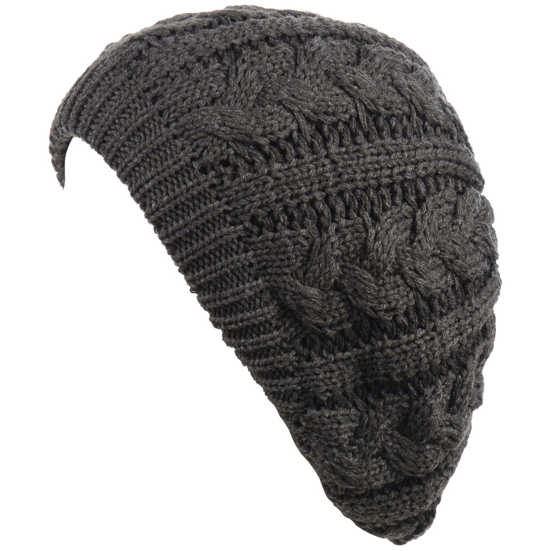JH710A - One Dozen Winter Fleece Lined Urban Boho Slouch Cable Knit Beret Beanie Hat