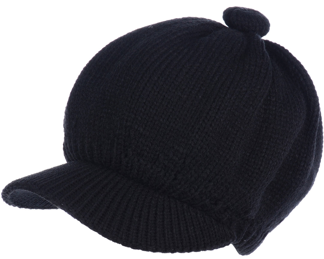 JH714A - One Dozen Solid color Cable Knitted Beret Visor Beanie Hat with Scrunchy