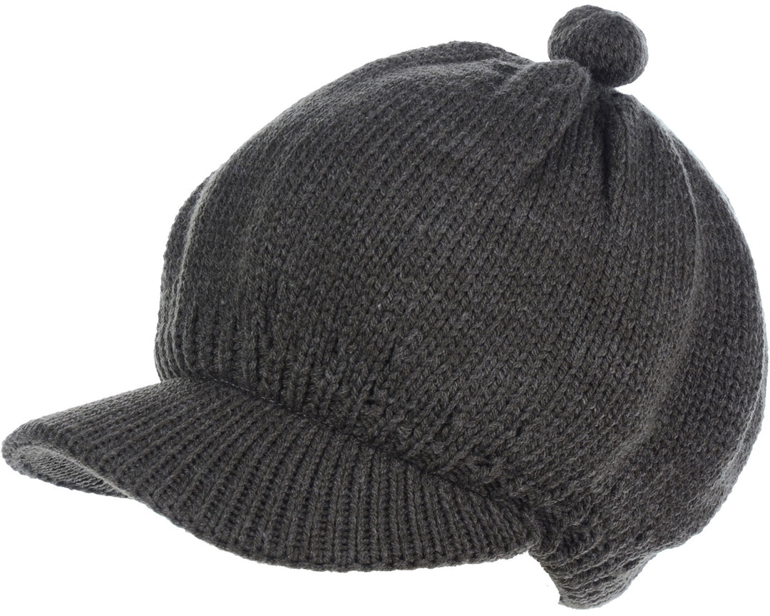 JH714A - One Dozen Solid color Cable Knitted Beret Visor Beanie Hat with Scrunchy
