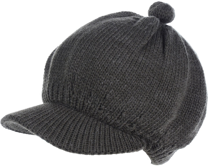 JH714A - One Dozen Solid color Cable Knitted Beret Visor Beanie Hat with Scrunchy