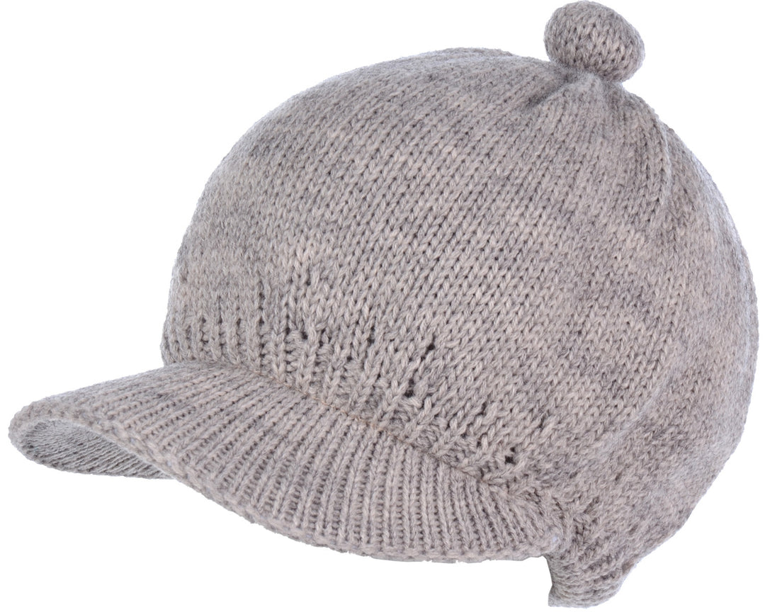 JH714A - One Dozen Solid color Cable Knitted Beret Visor Beanie Hat with Scrunchy