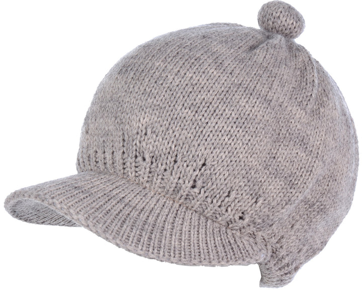JH714A - One Dozen Solid color Cable Knitted Beret Visor Beanie Hat with Scrunchy
