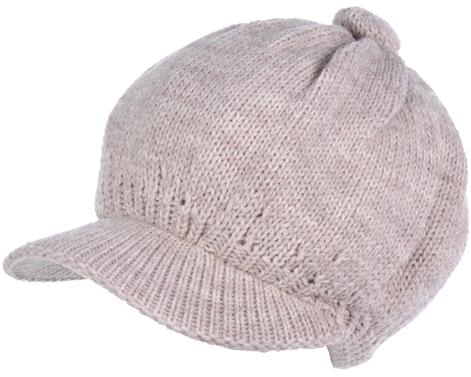 JH714A - One Dozen Solid color Cable Knitted Beret Visor Beanie Hat with Scrunchy