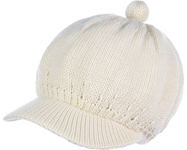 JH714A - One Dozen Solid color Cable Knitted Beret Visor Beanie Hat with Scrunchy