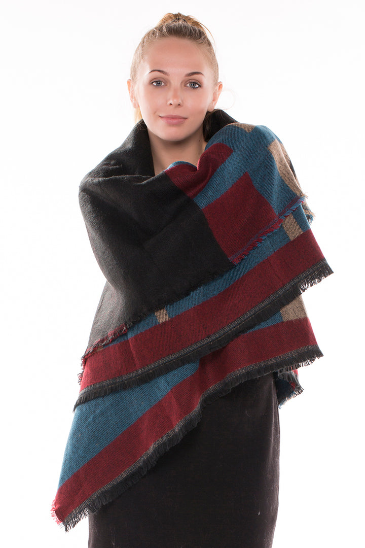 JS1088_BLACK - One Piece Blanket Scarf
