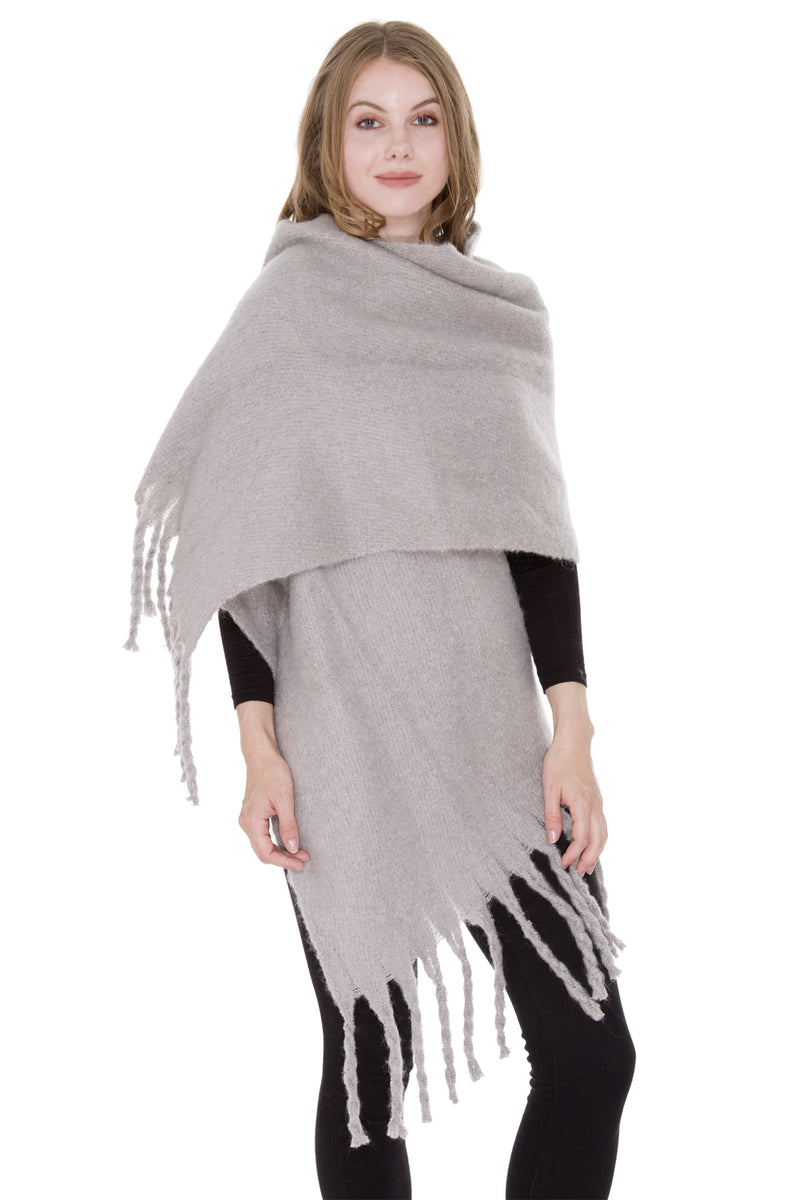 JS1285_GRAY - ONE PIECE SCARF WITH FRINGES