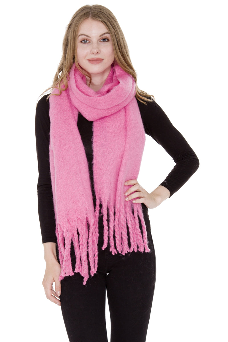 JS1285_PINK - ONE PIECE SCARF WITH FRINGES