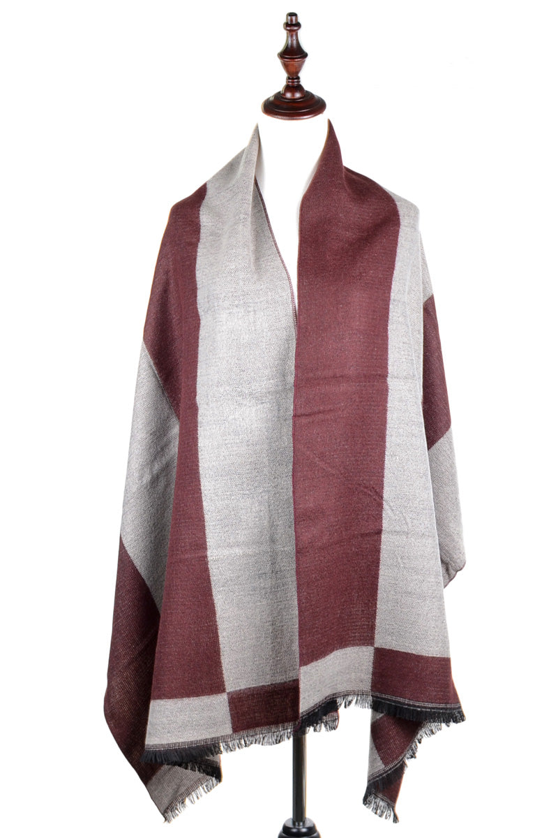 JS6003-WINE - One Piece Blanket Scarf