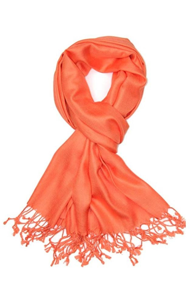 C34 - One Piece Orange Color Fashion Pashmina Shawl Scarf