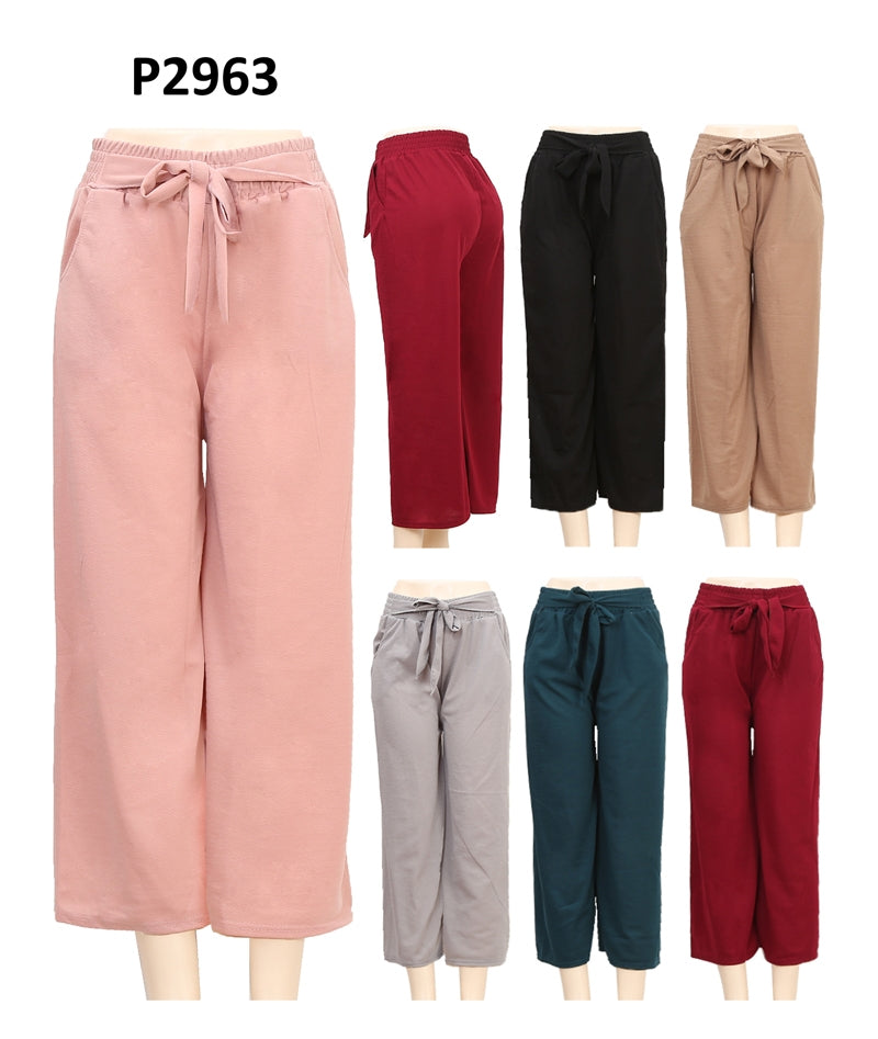P2963 - One Dozen Basic Ladies Palazzo Pants (ONE SIZE)