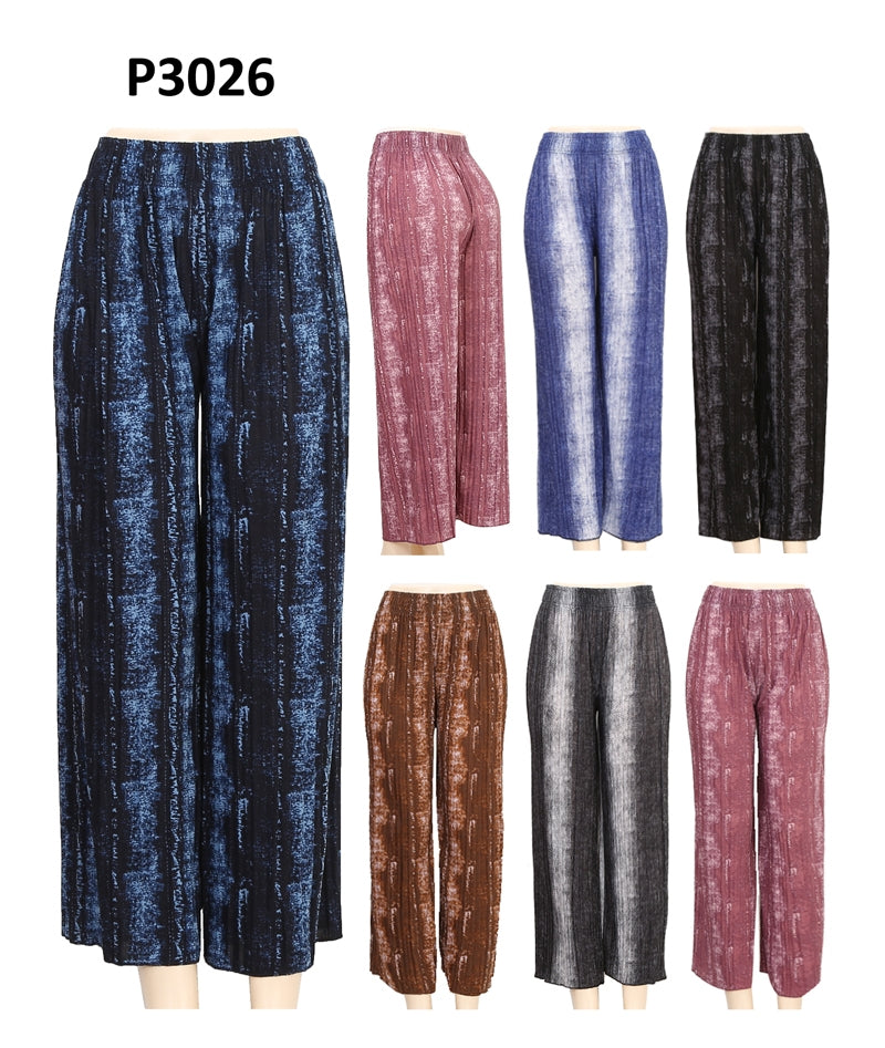 P3026 - One Dozen Print Ladies Palazzo Pants (ONE SIZE)