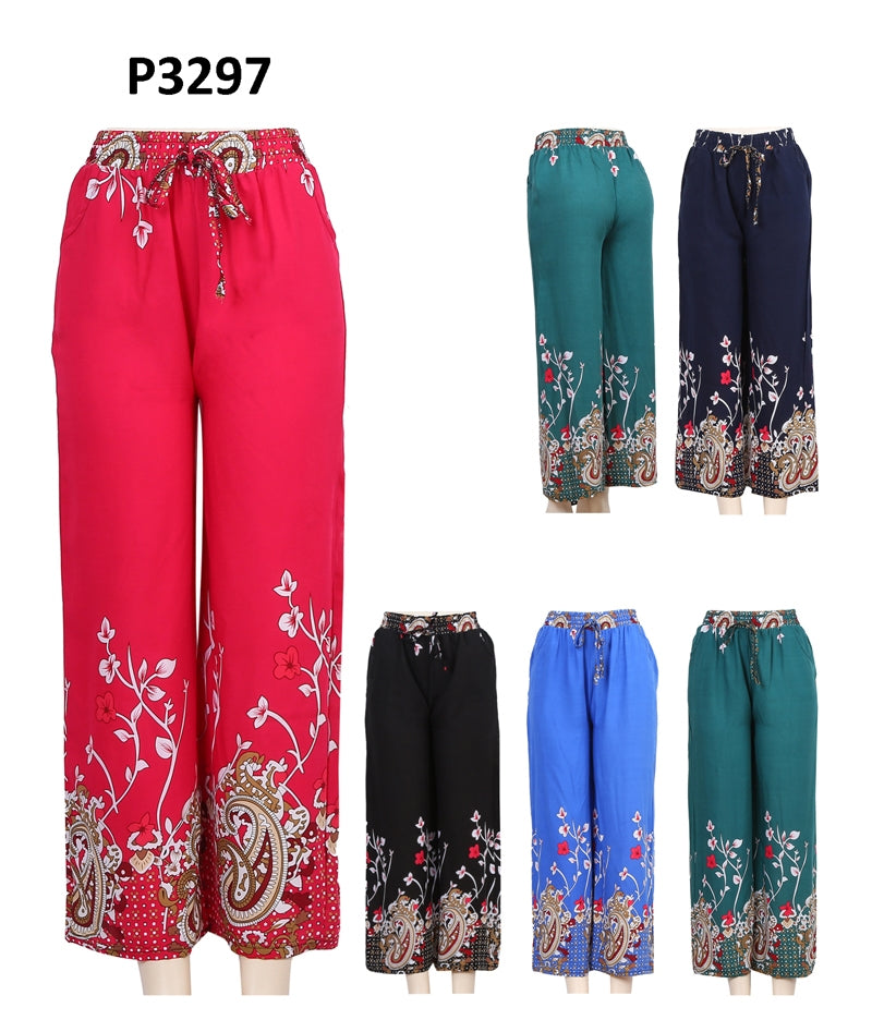 P3297 - One Dozen Print Ladies Palazzo Pants