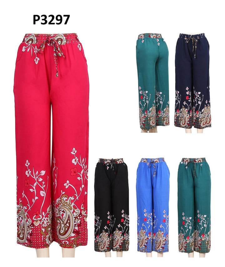 P3297 - One Dozen Print Ladies Palazzo Pants
