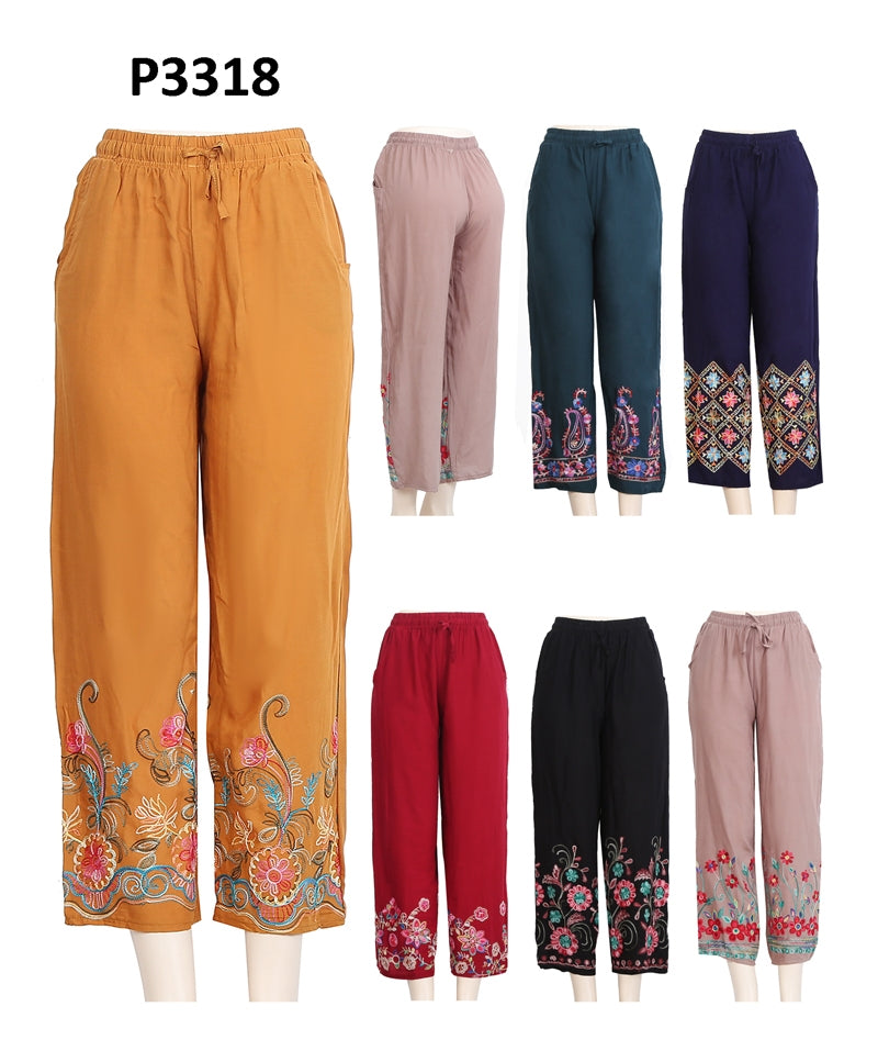 P3318 - One Dozen Print Ladies Palazzo Pants